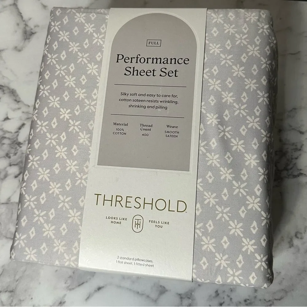 NEW Threshold FULL Performance Sheet Set Neutral Twinkle Stars 400 thread count